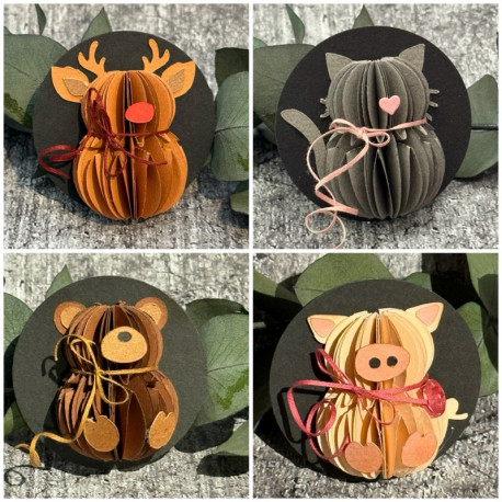 Katze / Teddy/ Rentier / Glücksschwein (470 + 471)